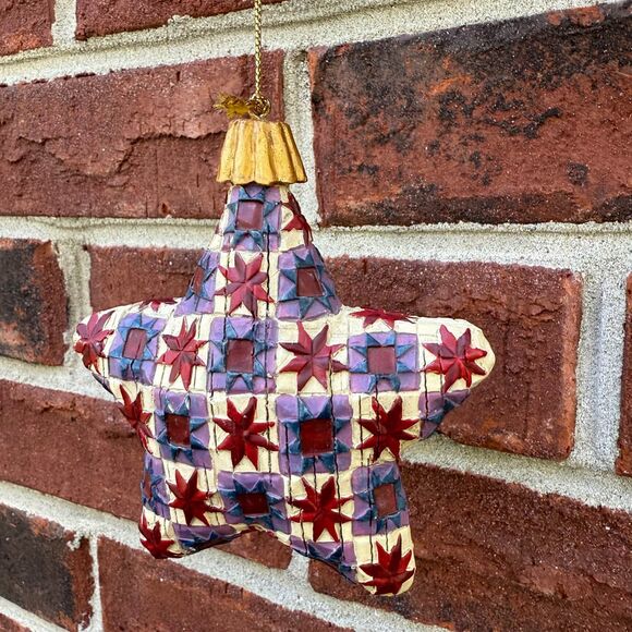 Jim Shore Christmas Ornament Star Heartwood Creek Multicolor Patchwork 2004 - Picture 5 of 9